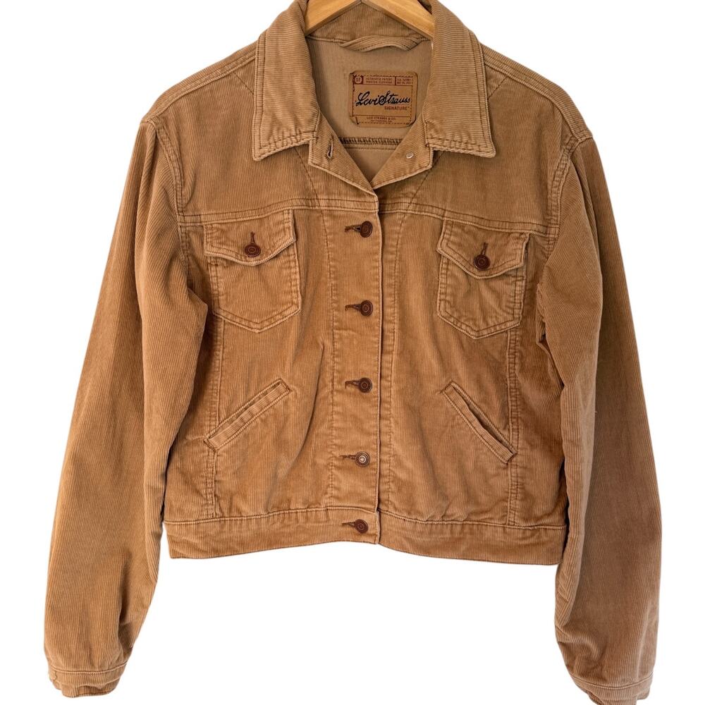 Levi Strauss Signature Corduroy Jacket Womens Small Tan Button Front Coat - Picture 1 of 5